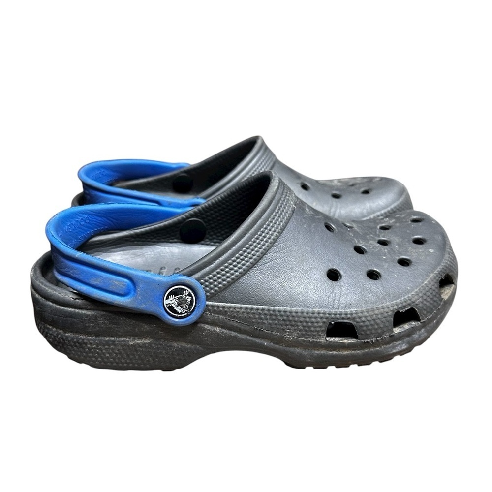 CROCS Black Blue Classic Slip On Clogs Size 4 Women Comfort Water Shoe